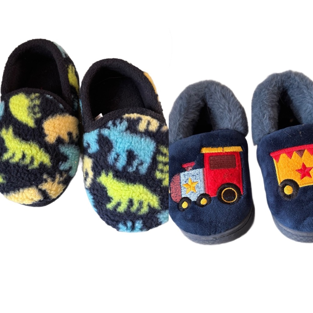 Kids Dinosaur/Animal and Train Slippers Two Pair